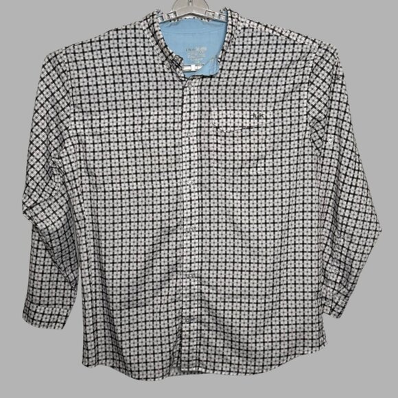 Huk Men’s Size XXL Long Sleeve Button Down Black and Gray Checkered Print Shirt - Picture 2 of 6